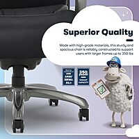 Serta Jackson Big and Tall Executive Home Office Chair with Smart Layers Technology, Wide Seat Cushion, Modern Comfy DeskChairs with Rolling Swivel Wheels, Bonded Leather, Black