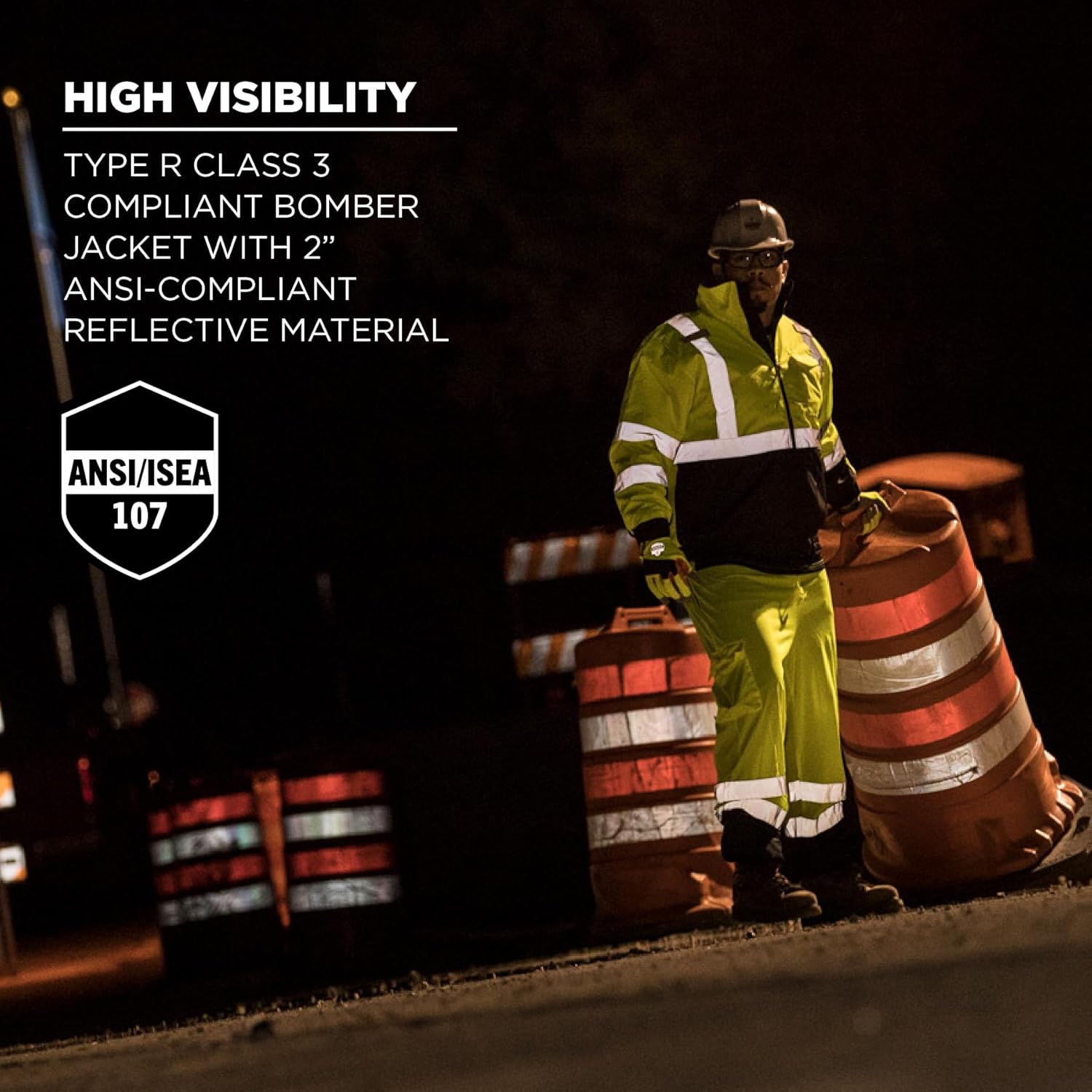 Ergodyne GloWear 8377 Type-R Class 3 Quilted Bomber Jacket