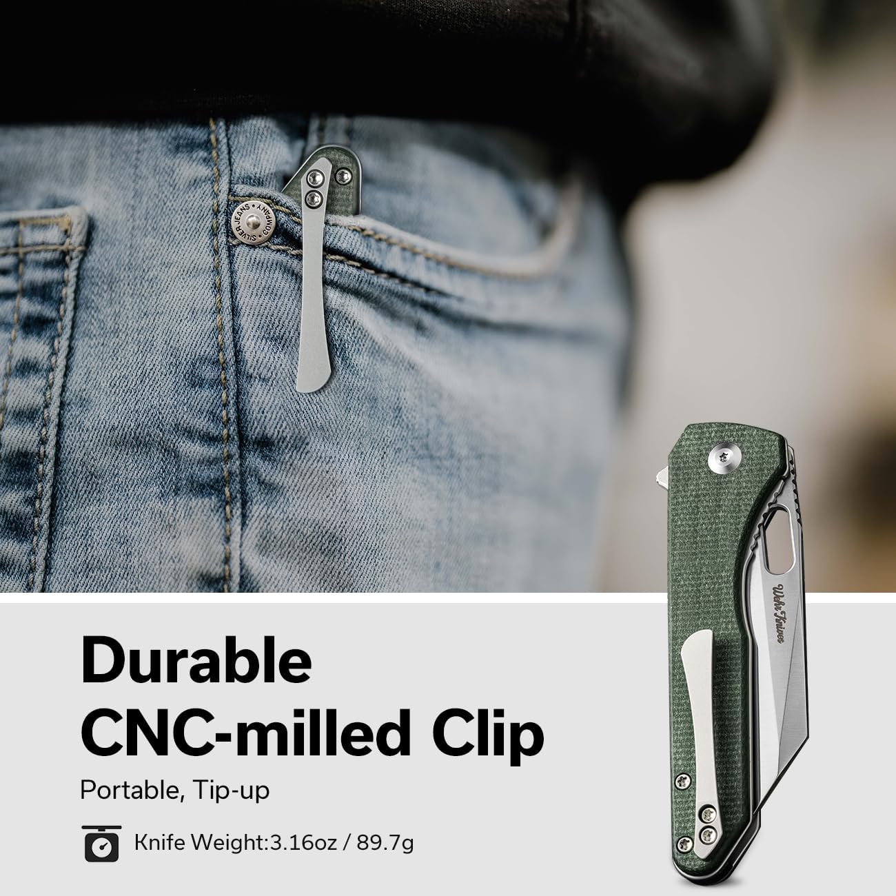 CIVIVI Nugz Folding Pocket Knife for EDC, 3.17" Reverse Tanto Blade C23060