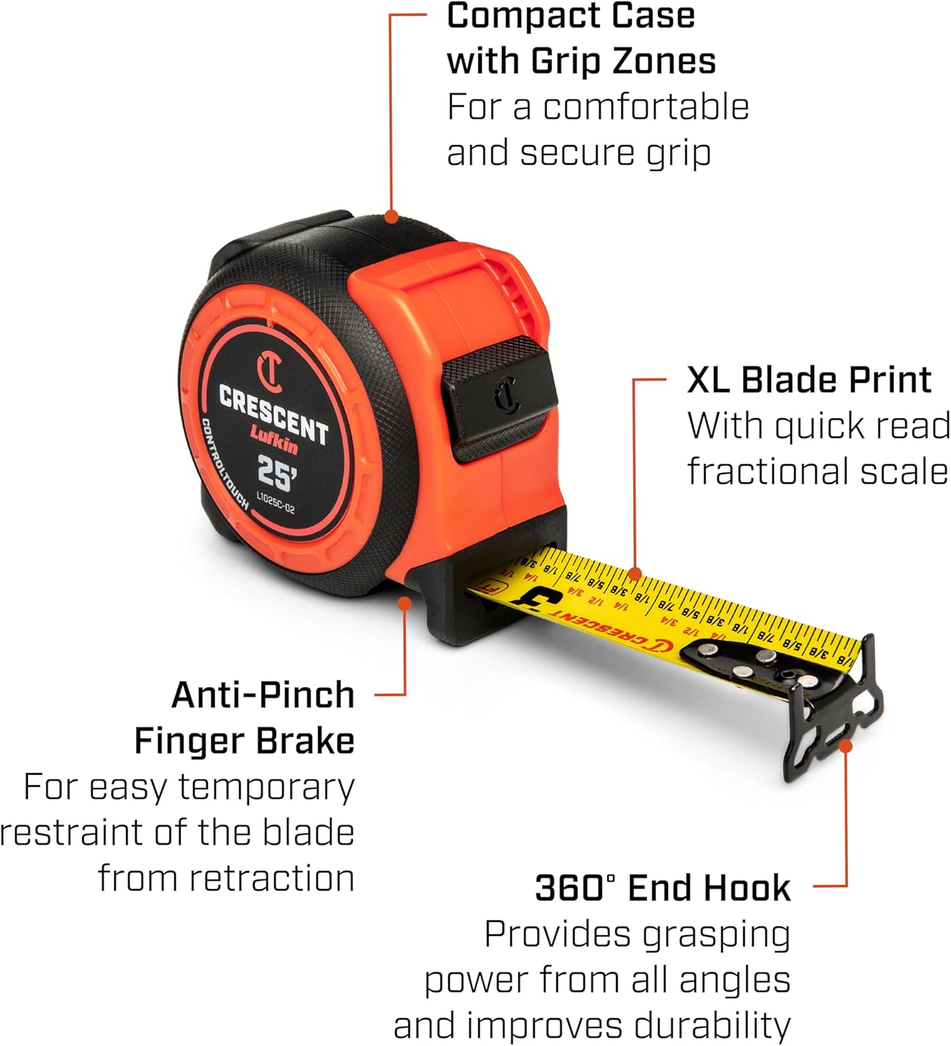 Crescent Lufkin 1-3/16 x 25' Command Control Series Yellow Clad Engineers Tape Measure - L1025CD-02