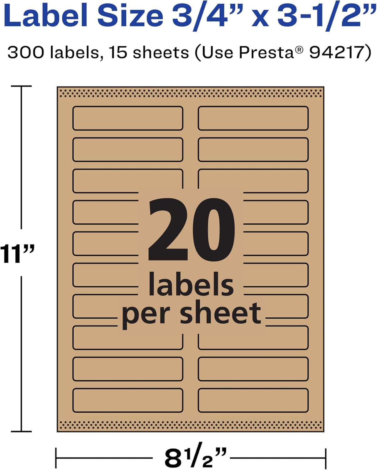 Avery Kraft Brown Labels, 0.75" x 3.5", Sure Feed Printable