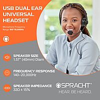 Spracht ZUM3500 Stereo 3.5mm and USB Dual Ear Universal Headset with Microphone | Office Headset for Computer, Smartphones & Tablets | Plug-and-Play, no Drivers |The Ultimate USB Headset Experience