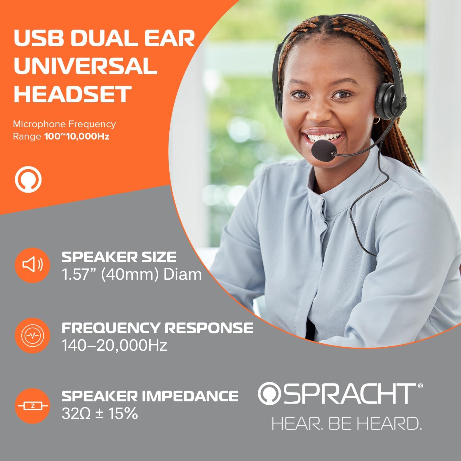 Spracht ZUM3500 Stereo 3.5mm and USB Dual Ear Universal Headset with Microphone | Office Headset for Computer