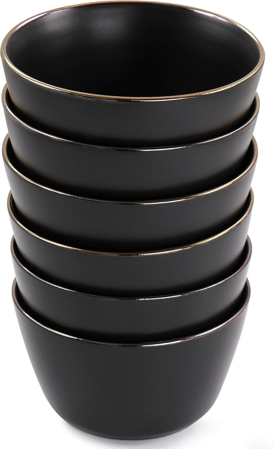 ELAMA 6-Piece Stoneware Bowl Set with Gold Rim