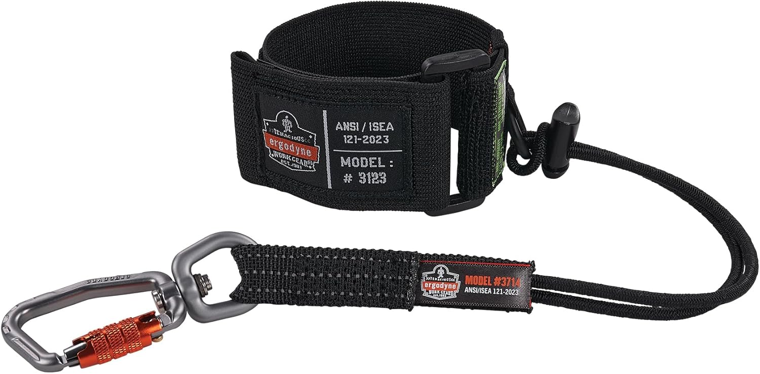 Ergodyne Squids 3123 Tool Wristband with D-Ring Tool Lanyard Tethering Attachment Point, Tool Weight Rating 5lbs