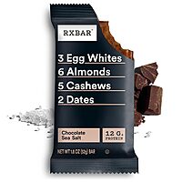 RXBAR Protein Bars, Protein Snack, Snack Bars, Chocolate Sea Salt, 22oz Box (12 Bars) Chocolate Sea Salt 1.83 Ounce (Pack of