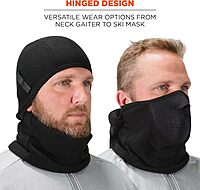 Ergodyne Mens Face Mask - 2-pc Fleece Neoprene Balaclava, Black