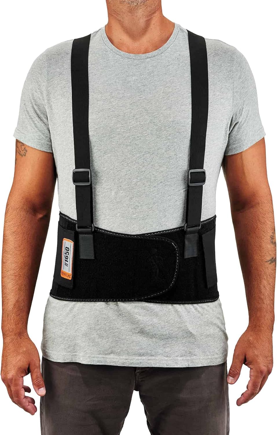 Ergodyne ProFlex 1650 Back Support Belt, 7.5" Elastic, Adjustable Detachable Suspenders