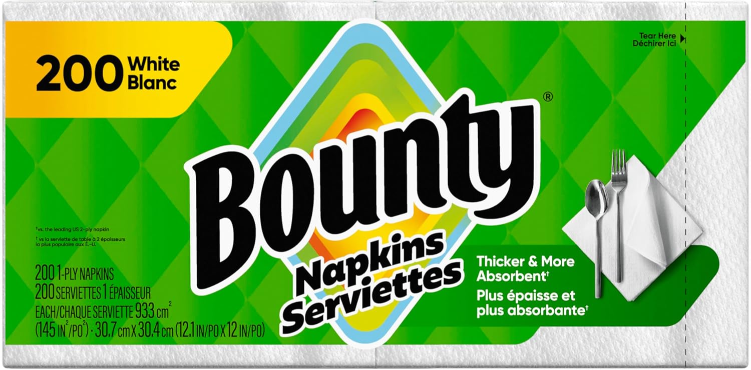 Bounty Quilted Napkins 1-Ply 12 1/10 x 12 White 200/Pack (96595PK)