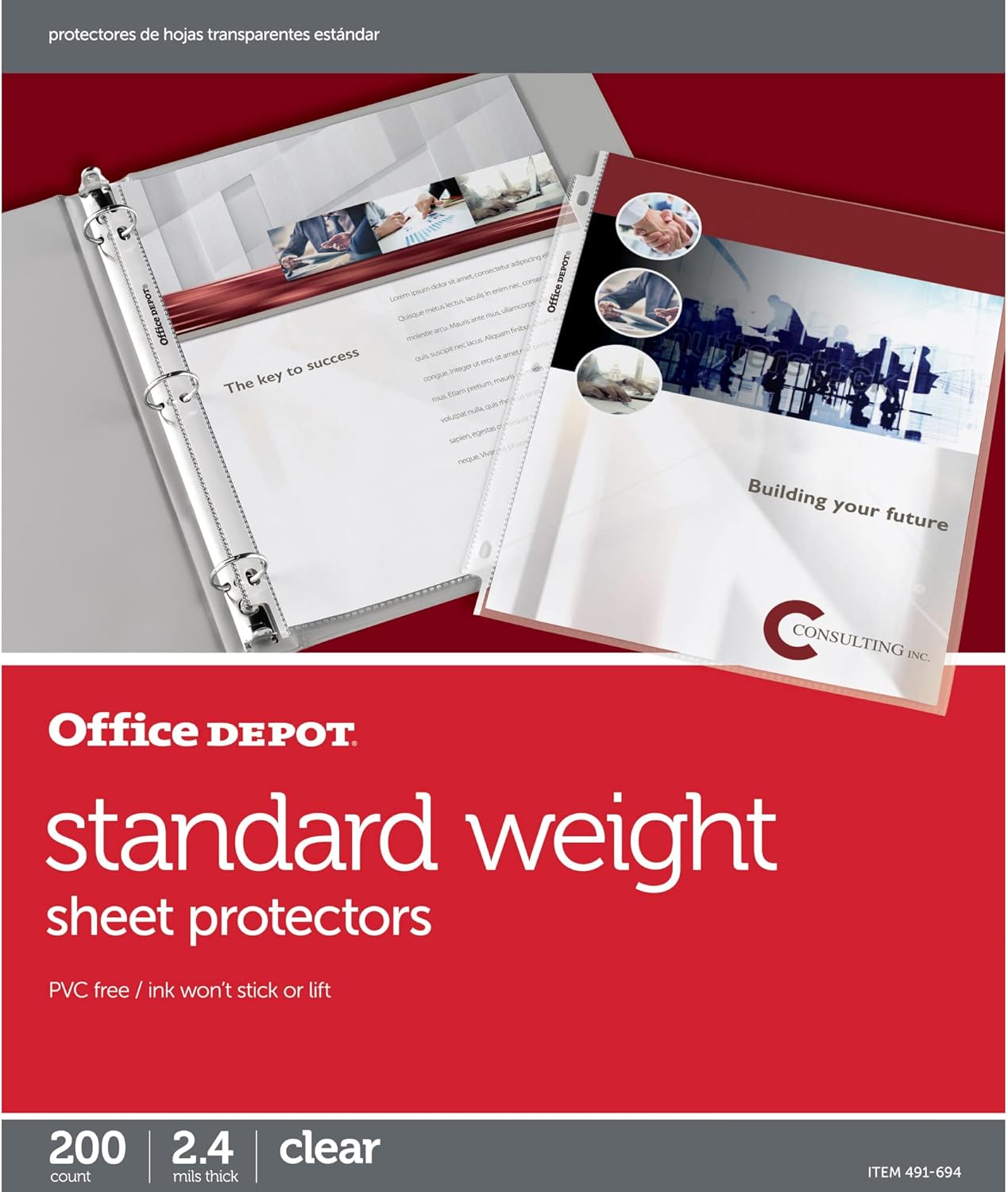 Office Depot Standard Weight Sheet Protectors, 8 1/2in. x 11in., Clear, Pack of 200, OD491694