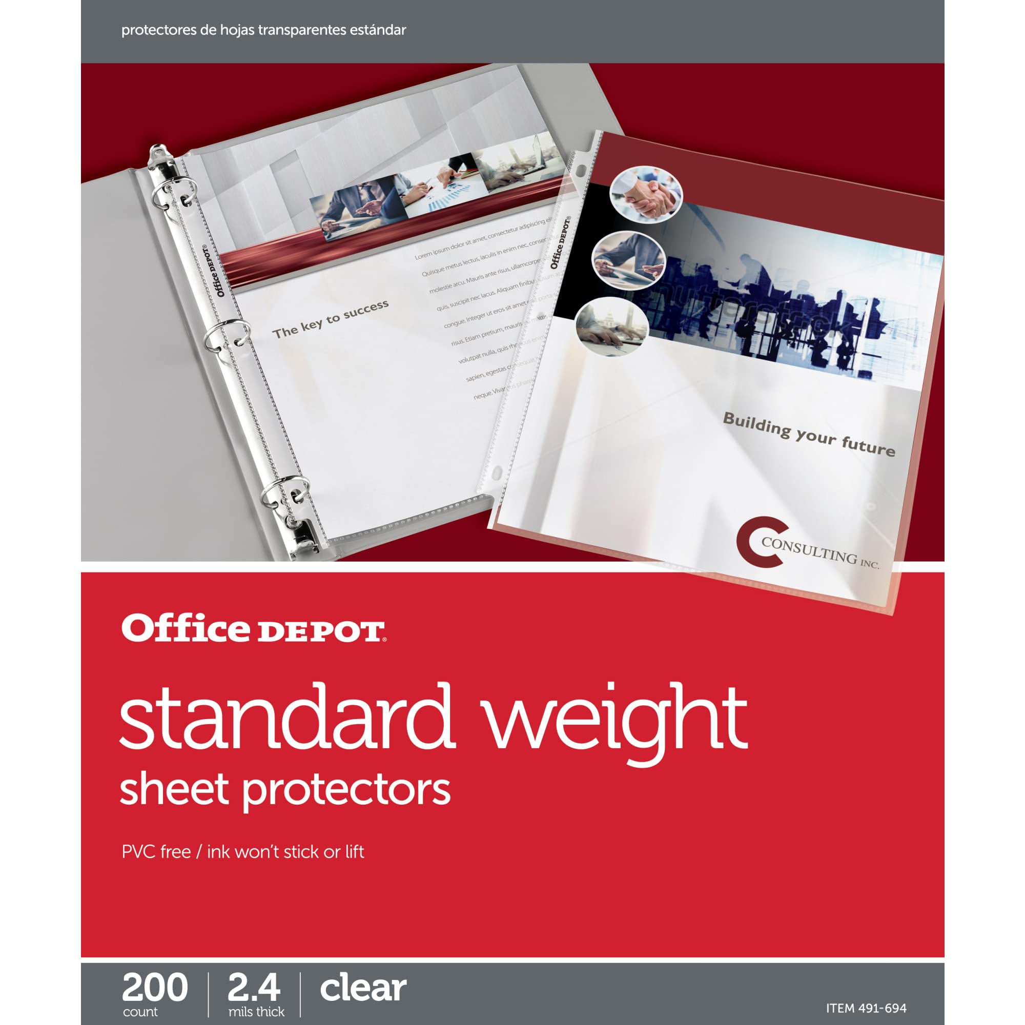 Office Depot Standard Weight Sheet Protectors, 8 1/2in. x 11in., Clear, Pack of 200, OD491694