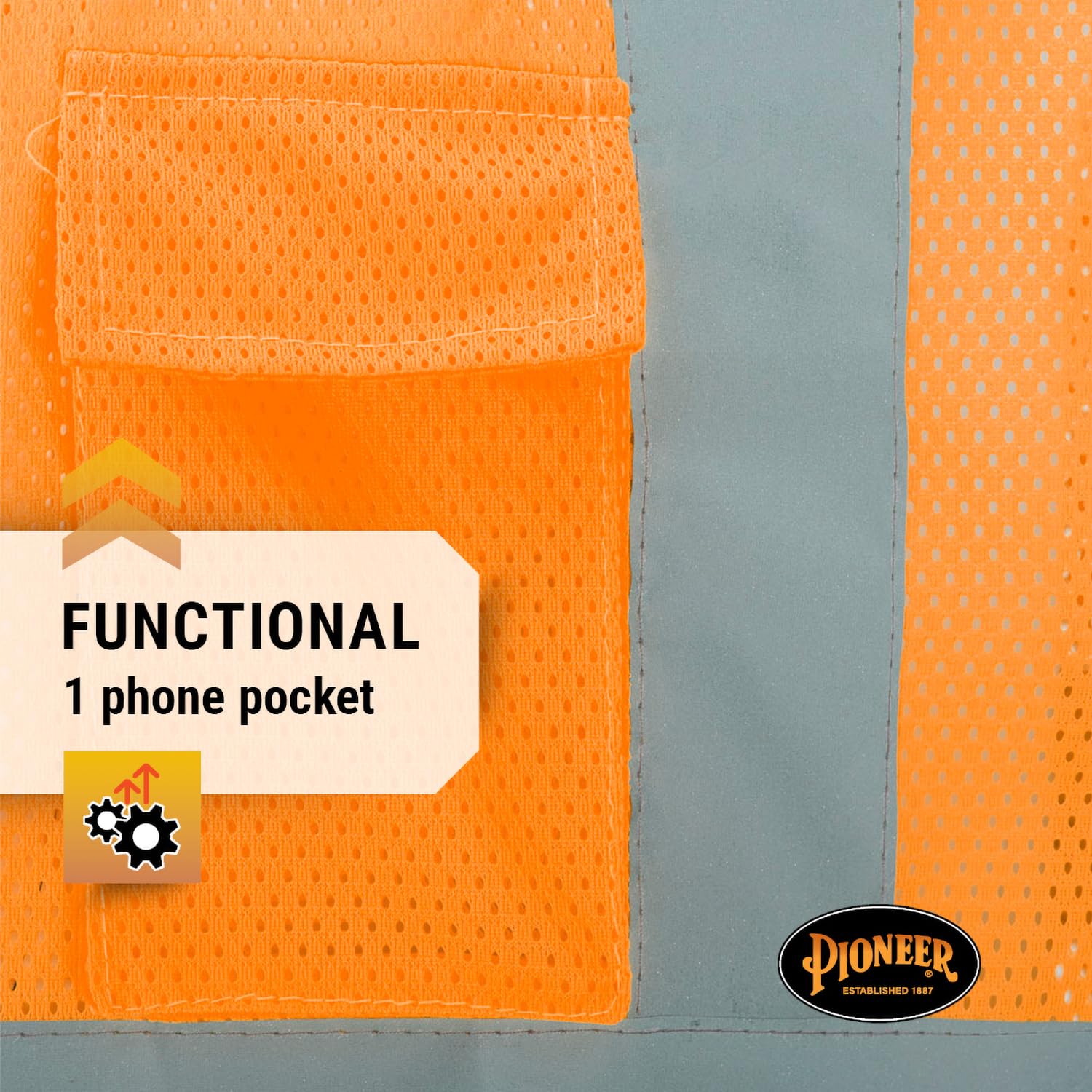 Pioneer Hi Vis Mesh Safety Vest for Men & Women - Reflective Tape - Class 2 - Traffic, Public Safety