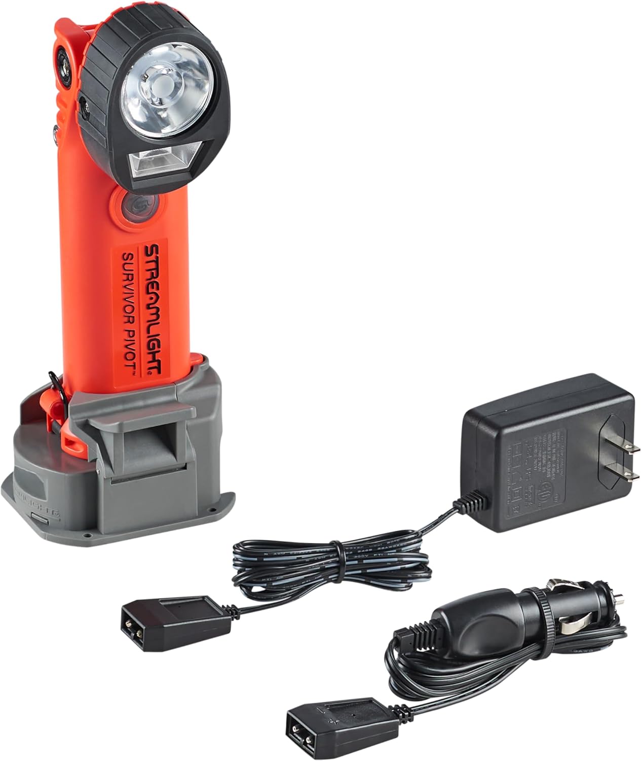 Streamlight 91802 Survivor Pivot 325-Lumen Right Angle Articulating Dual Beam Rechargeable Flashlight with 120V/100V AC/12V