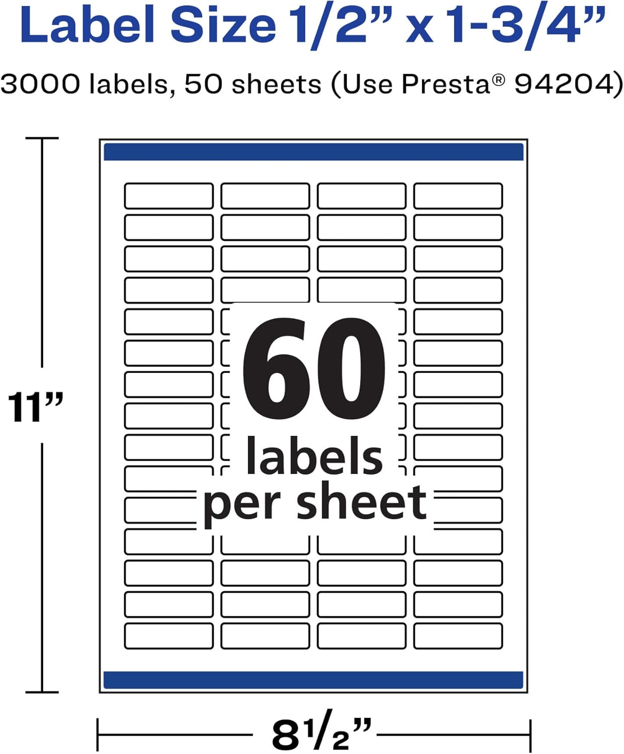 AVERY Matte White Rectangle Labels, Sure Feed Technology, 0.5" x 1.75"