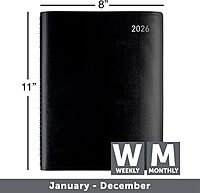 Office Depot Brand Weekly Monthly Planner, 8" x 11", Black, January 2026 to December 2026, OD71080026