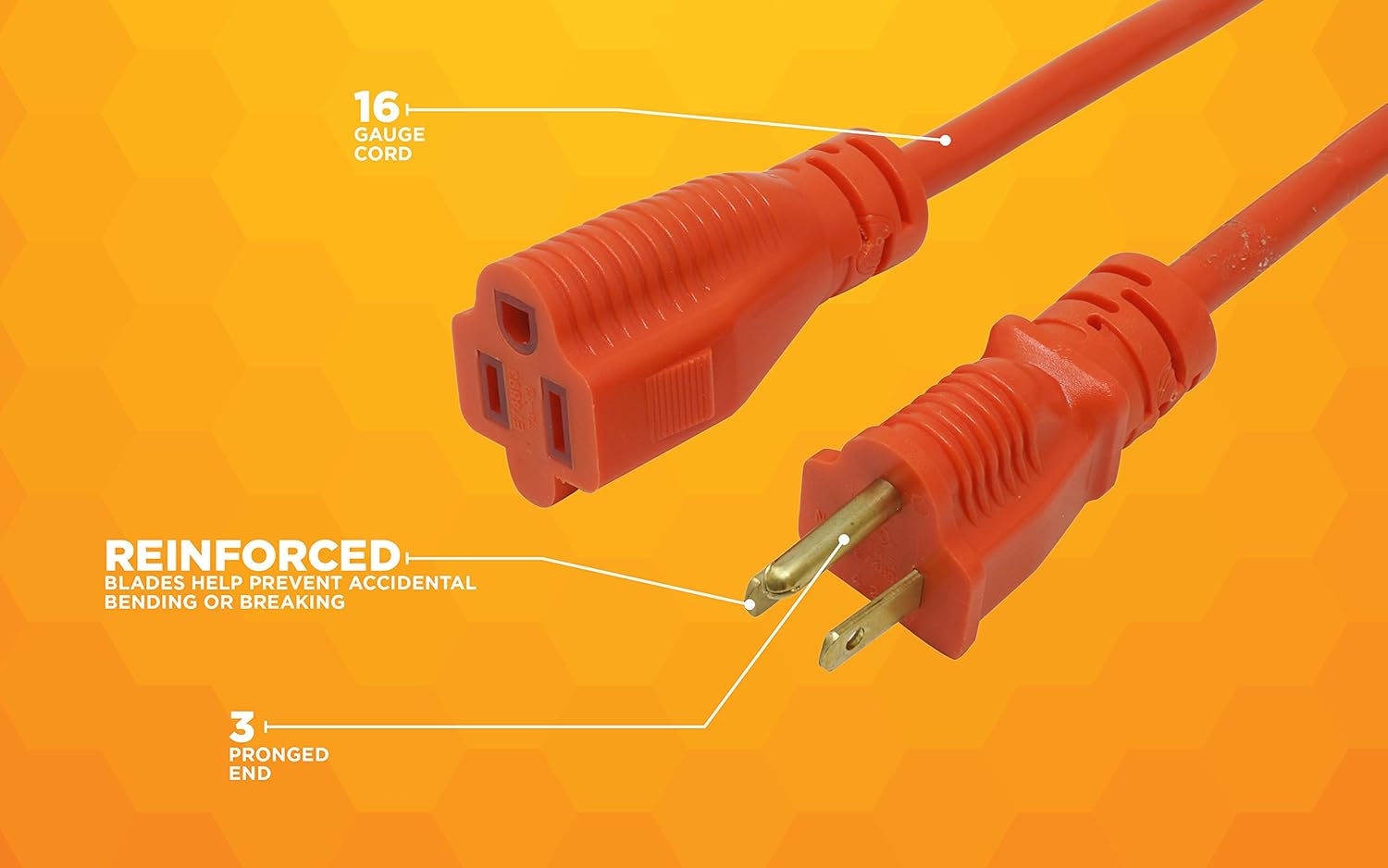 Southwire Extension Cord - Standard SJTW Design for Outdoor Use - Waterproof Vinyl Jacket - Bright Orange for Visibility