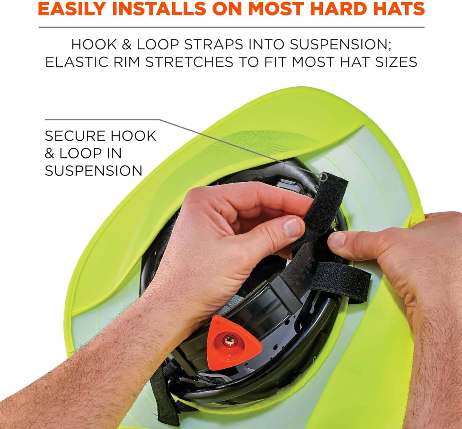 Ergodyne Chill-Its 6660 Attachable Hard Hat Brim with Neck Shade, Lime (Pack of 3)