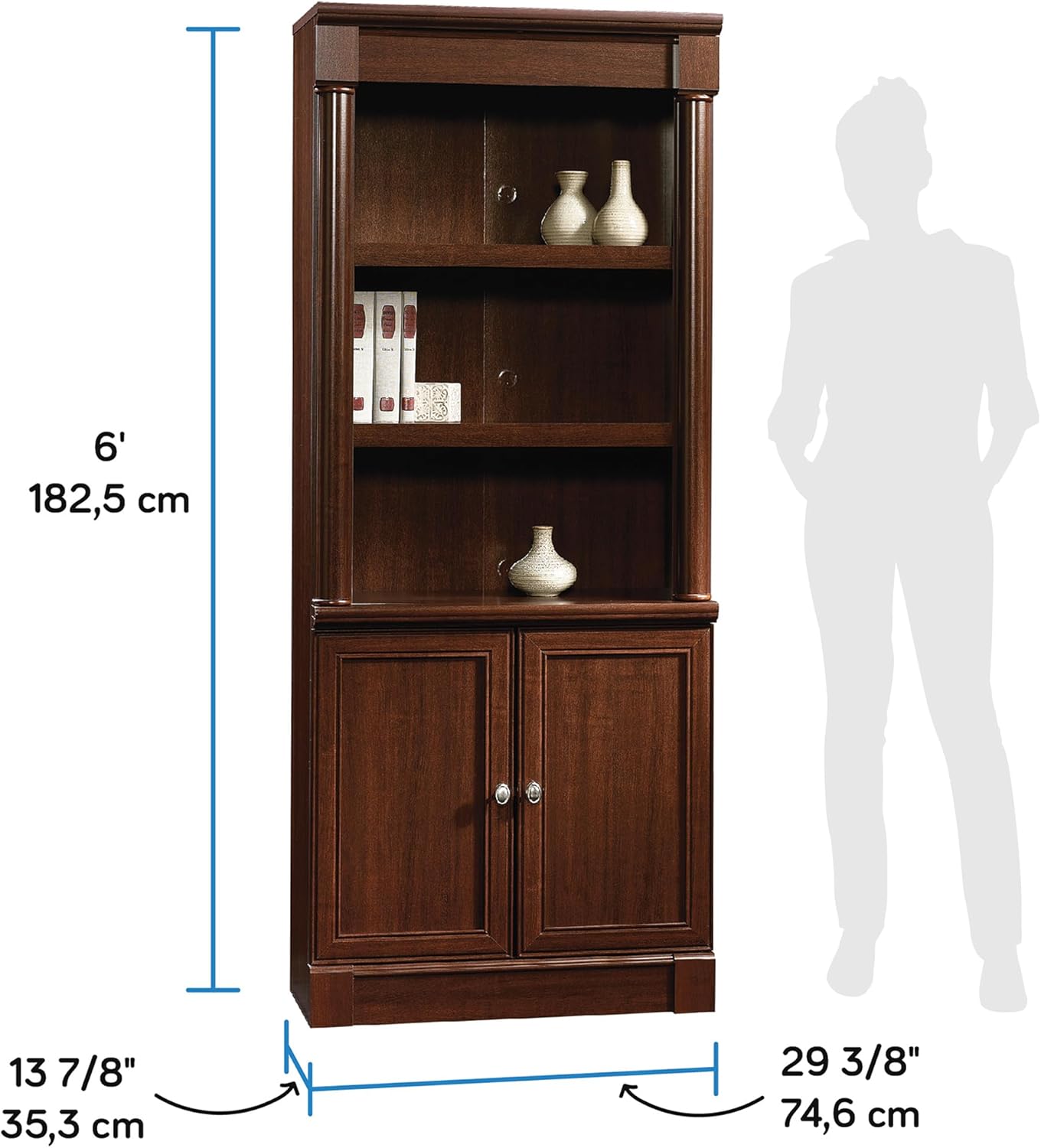 SAUDER Palladia 5-Shelf Library Bookcase with Doors