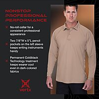 VERTX Mens Coldblack Long-Sleeve Tactical Polo Shirt