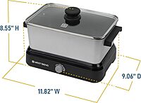 West Bend Versatility Slow Cooker Large Capacity Non-stick Cooking Vessel & Variable Temperature Heating Base Includes Travel Lid and Storage Bag, Range and Oven-Safe Cooking Pot, 5-Quart, Silver