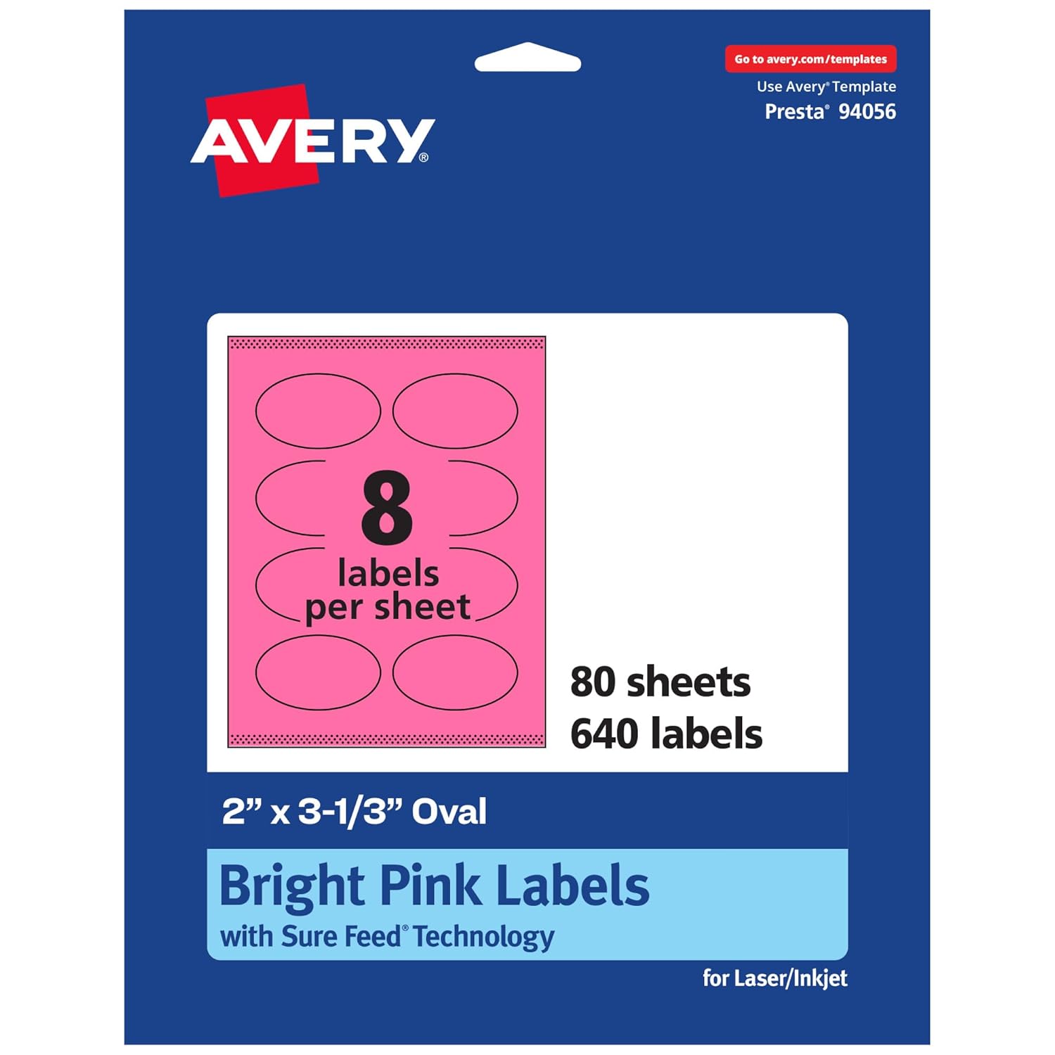AVERY Printable Oval Labels, Sure Feed Technology, Print-to-the-Edge, Laser/Inkjet Printable