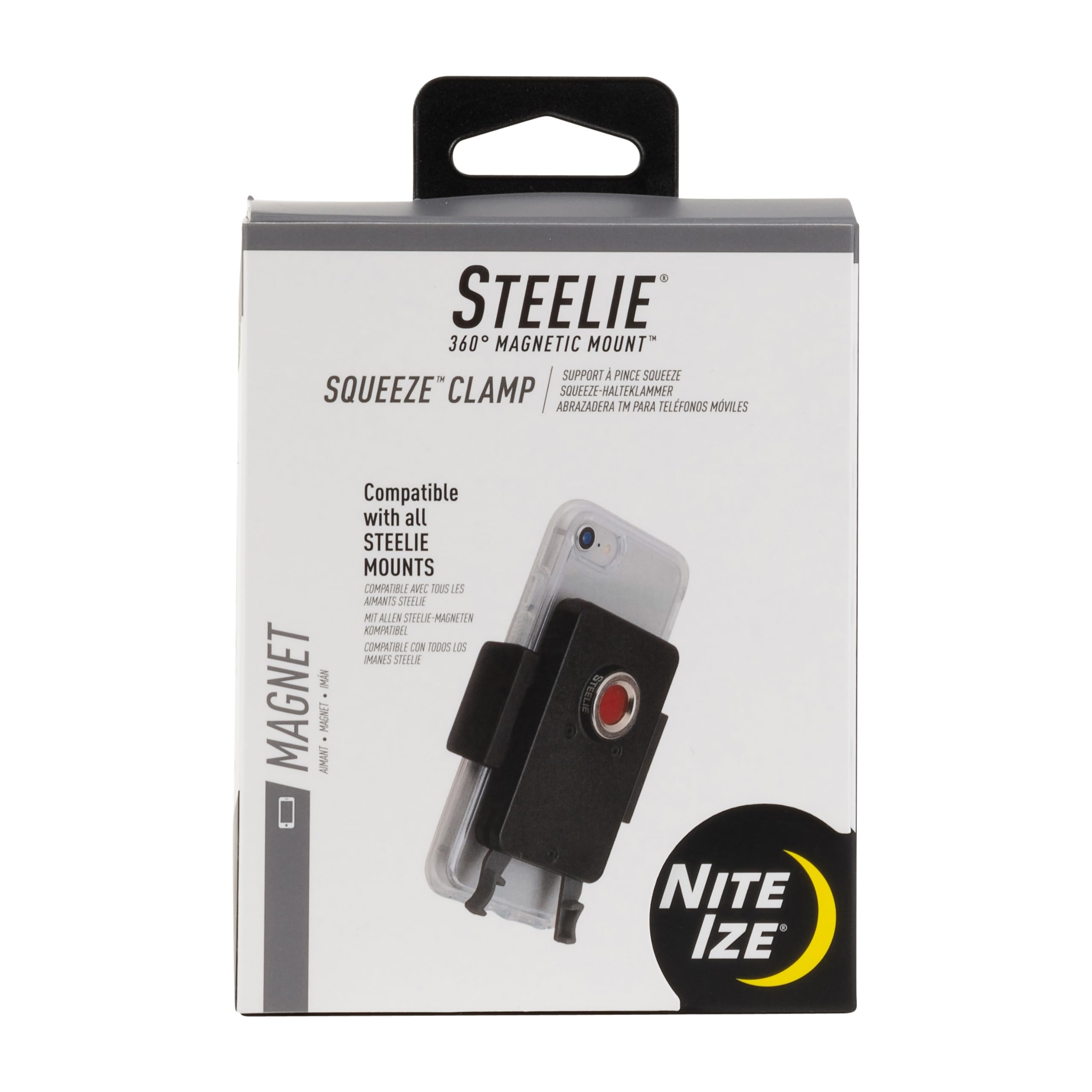 Nite Ize Steelie Squeeze Clamp - Magnetic Cell Phone Holder for Dashboards