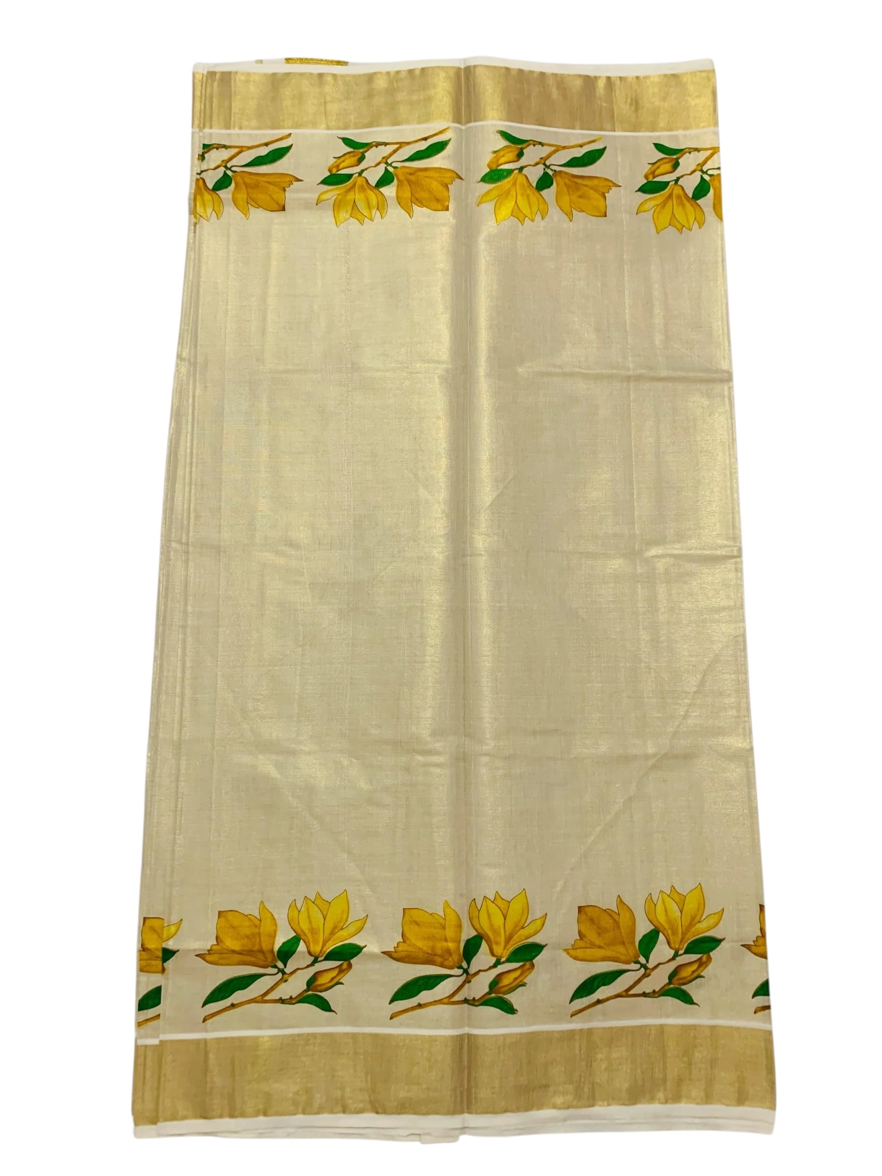 Kuthampully Kerala Kasavu Saree Tissue Mural Painted | Traditional South Indian Saree | Kerala Saree | Onam Saree - Multi Color - KTM-862