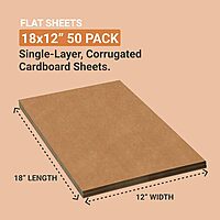 AVIDITI Shipping Cardboard Sheets 18"L x 12"W, 50-Pack | Corrugated Sheets for Packing, Moving and Storage Supplies