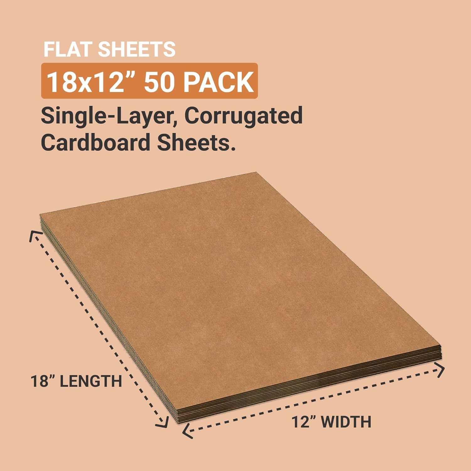 AVIDITI Shipping Cardboard Sheets 18"L x 12"W, 50-Pack | Corrugated Sheets for Packing, Moving and Storage Supplies