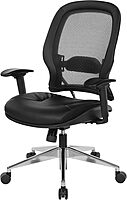 SPACE Seating Professional AirGrid Back and Eco Leather Seat and Trim, 2-to-1 Synchro Tilt Control, Adjustable Arms and Lumbar, Polished Aluminum Base Managers Chair, Black