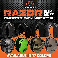 WALKER'S Razor Slim Electronic Earmuffs Ultra Low-Profile Folding Hearing Protection