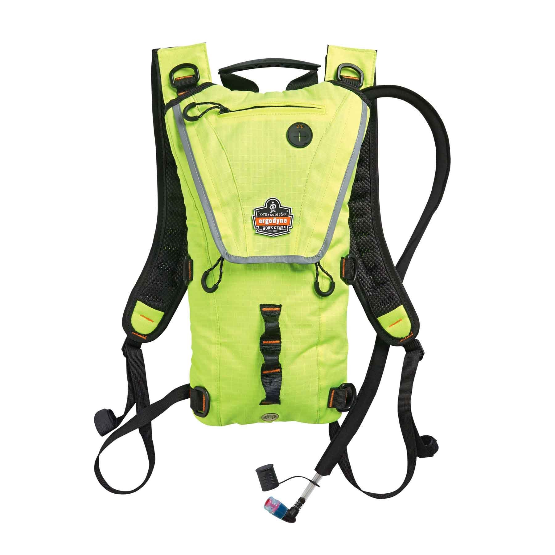 Ergodyne Chill-Its 5156 Hydration Backpack with Storage, Low Profile Pack, High Visibility Reflective, 3 Liter Bladder