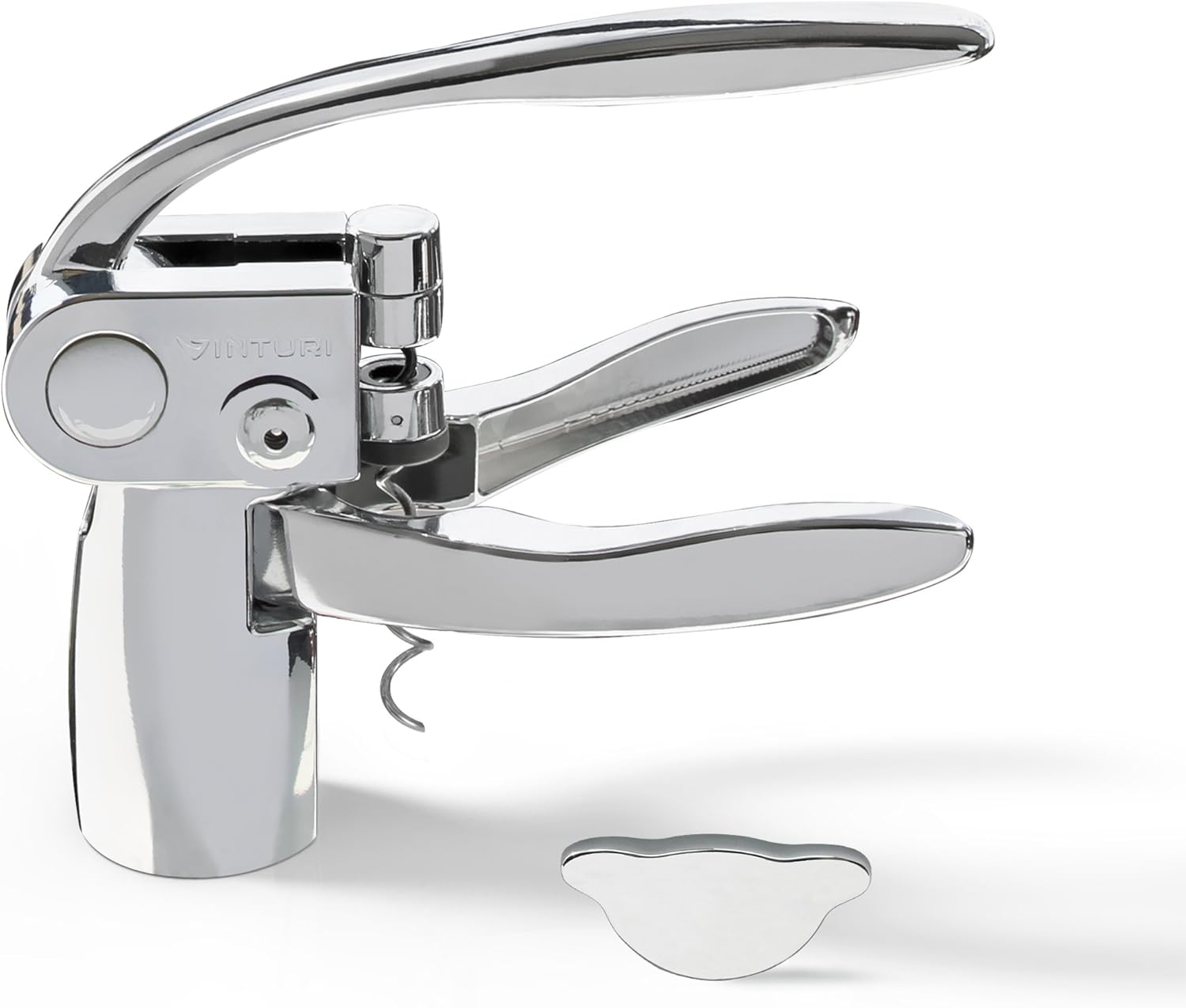 Vinturi Lever Wine Opener Set made of Premium Chrome Wine Corkscrew with Replacement Spiral and Foil Cutter with Sleek