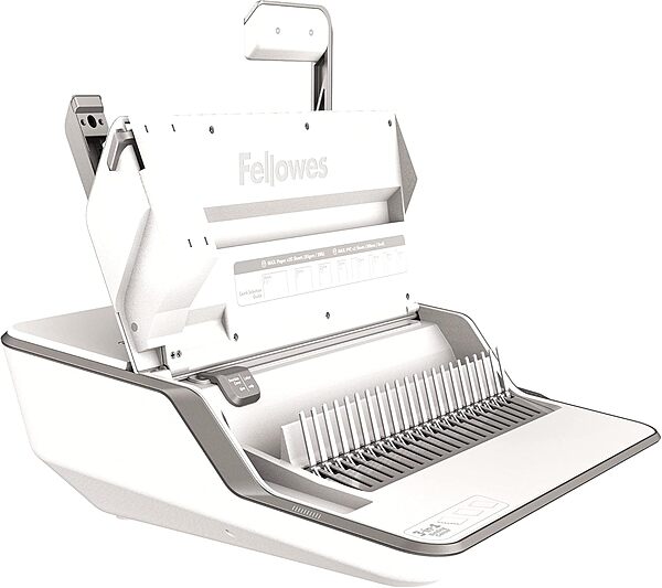 Fellowes Lyra 3-in-1 Manual Binding Center, 300-Sheet Capacity, 6.03inH x 16.63inW x 15.56inD, White/Gray, 5603001