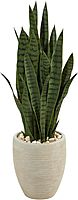 Nearly Natural 40-in Artificial Tall Snake Plant Sansevieria, Faux Snake Plant for Indoor Home Decor in Sand Colored Planter Planter, Fake Plant for Office, Living Room, Bedroom