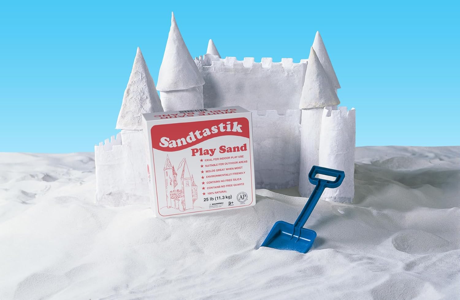 Sandtastik Sparkling White Play Sand - 50 lb (22.6 kg), Fill Sandboxes & Sensory Tables, Non-Toxic, Scoop