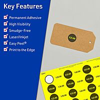 Avery Printable Round Labels, Sure Feed Technology, 1" Diameter, Neon Yellow, Print-to-the-Edge, Laser/Inkjet