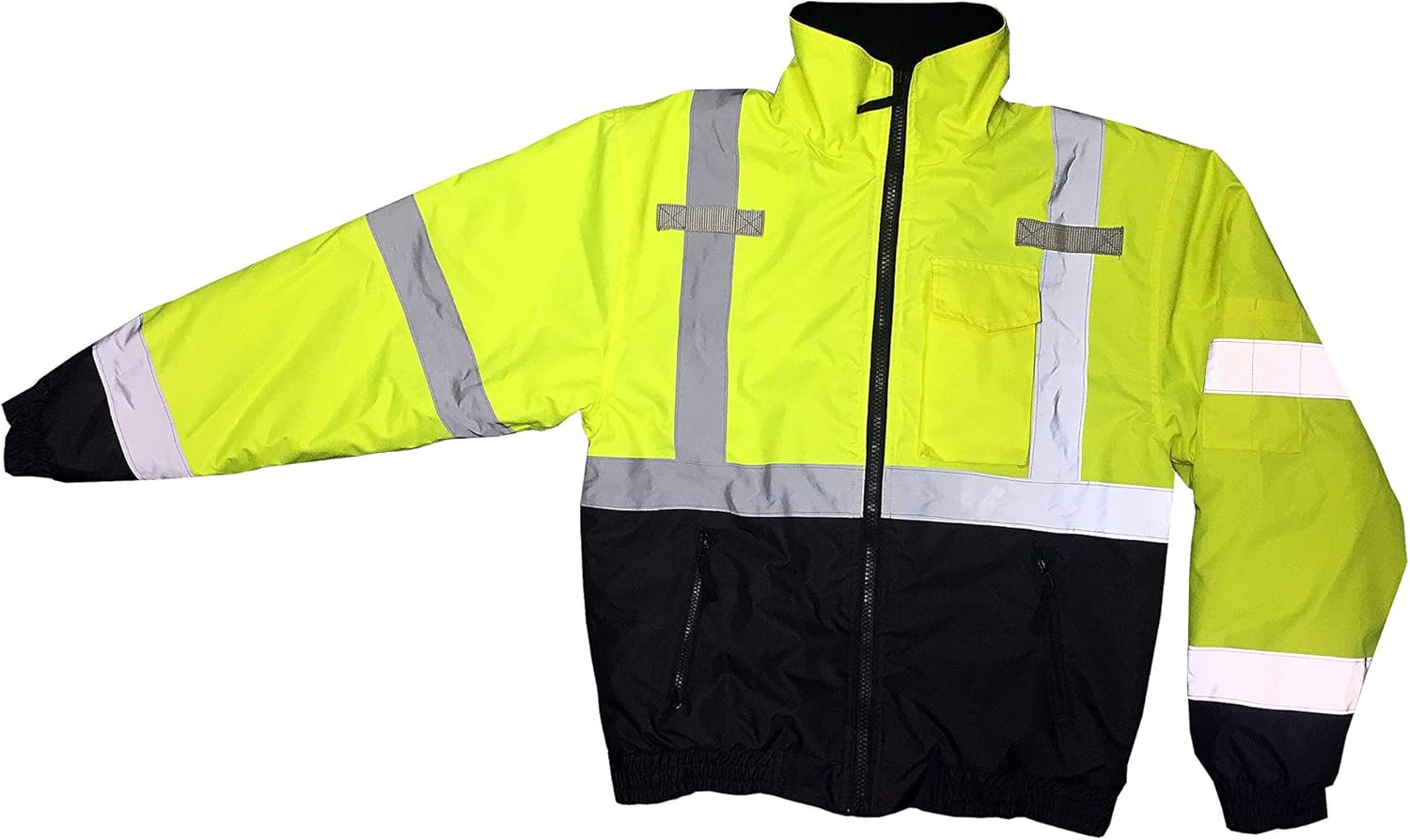 Radians Class3 High Visibility Bomber Jacket with Built-in Liner, Hi Viz Green/Black, 4X-Large (SJ11QB-3ZGS-4X)