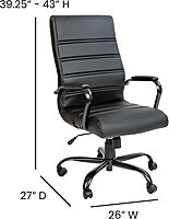 Flash Furniture Whitney Swivel LeatherSoft Desk Chair with Padded Seat and Armrests