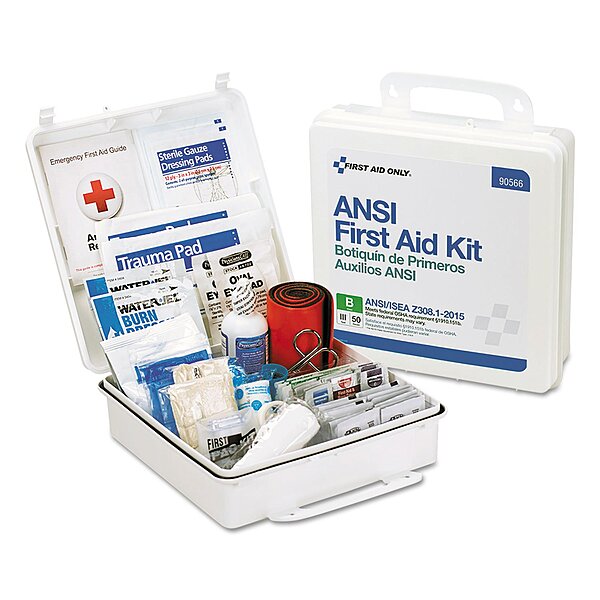 First Aid Only 90566 ANSI B 2015 and OSHA Compliant First Aid Kit, 50-Person Emergency First Aid Kit for Business, Home, Car, and Worksites, 199 Pieces