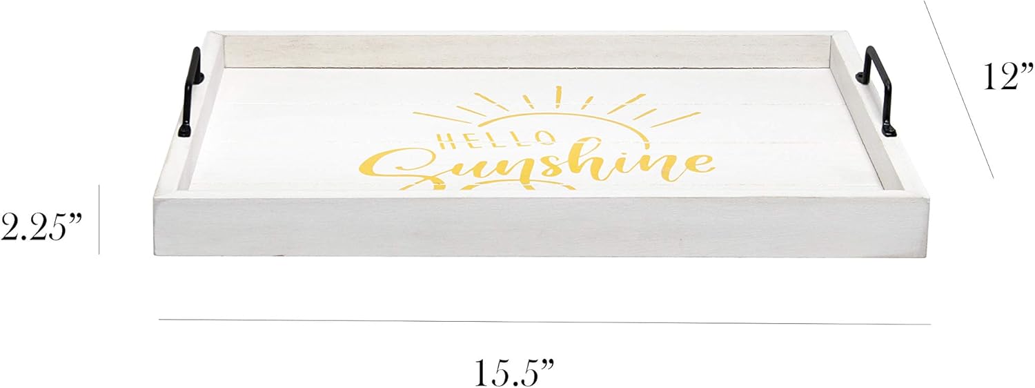 Elegant Designs Decorative Wood Serving Tray w/Handles