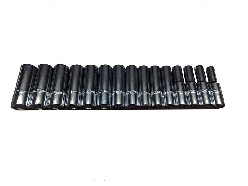 PROTO J54207 15-Piece 1/2" Drive Metric Deep Socket Set (10-24mm)