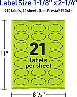 Avery Printable Oval Scalloped Labels, Sure Feed Technology, 1-1/8" x 2-1/4", Bright Green Labels, Print-to-The-Edge, Laser/Inkjet Printable, 210 Total, Great for Candles and Jars 210 labels