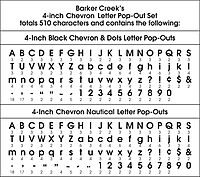 Barker Creek Letter Pop-Out Set of 2, 4" Chevron, Mixed-Design, 255 Upper and Lowercase Letters, Numbers, and Punctuation Marks in Each of 2 Designs, 510 Characters Total (4302)