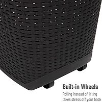MIND READER 60L Rolling Laundry Hamper, Wicker-Style Plastic, Wheels