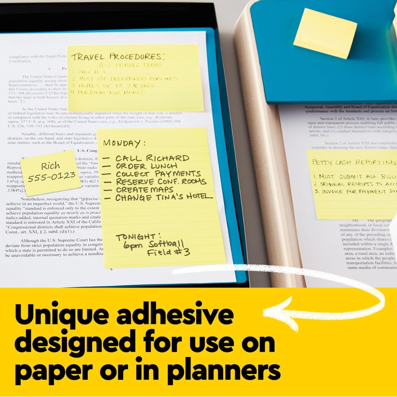 Post-it Dispenser Pop-up Notes, 3x3 in, 6 Pads, Canary Yellow, Clean Removal, Recyclable