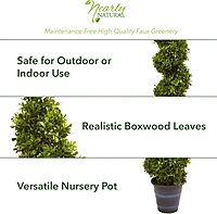 Nearly Natural Boxwood Spiral Topiary 48inH Plastic Indoor/Outdoor Tree With Planter, 48inH x 12inW x 10inD, Green