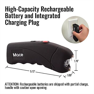 MACE Ergo Stun Gun - Rechargeable with LED Flashlight