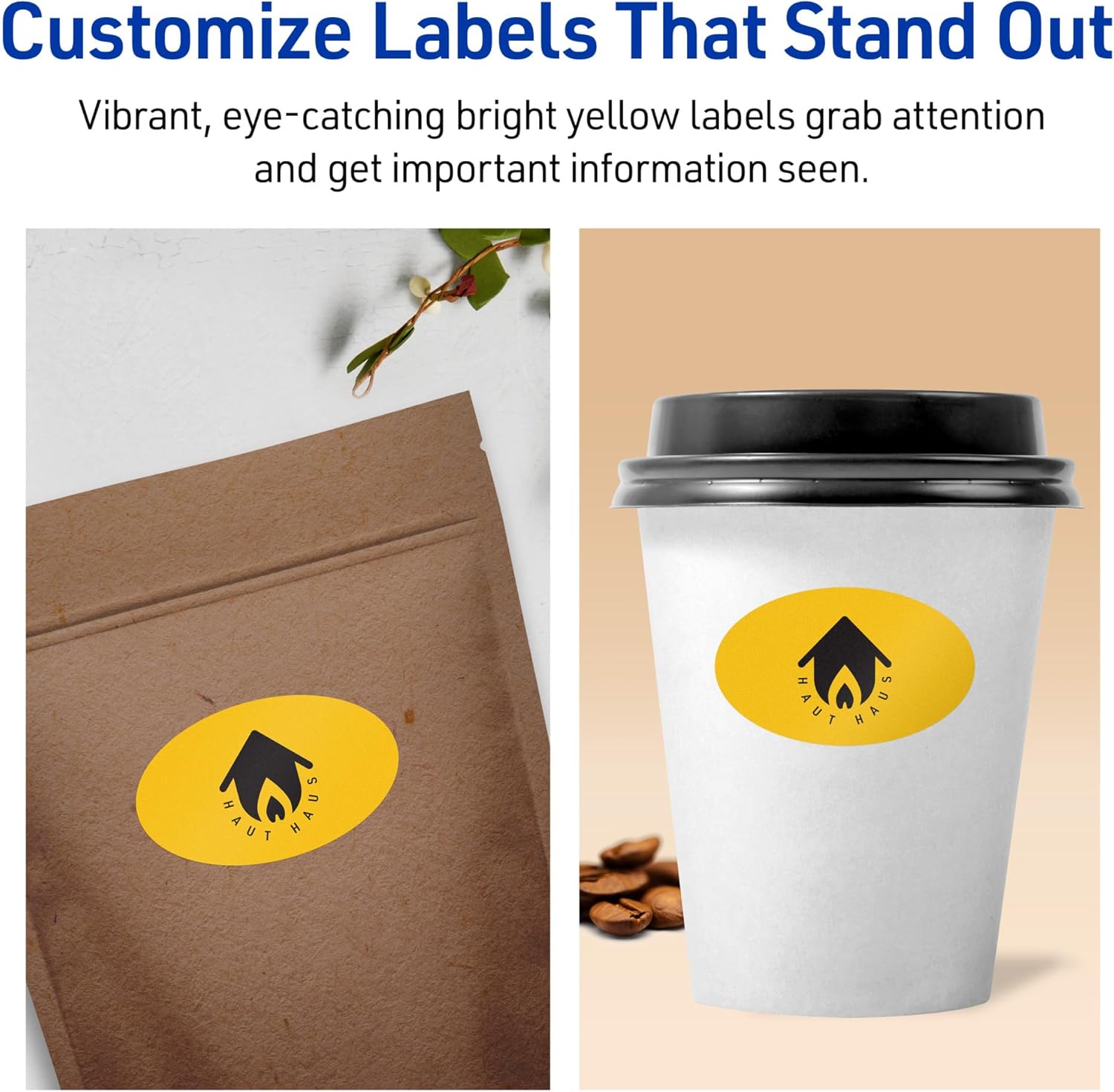 Avery Printable Oval Labels, Sure Feed Technology, 1-1/8" x 2-1/4", Bright Yellow Labels, Print-to-The-Edge