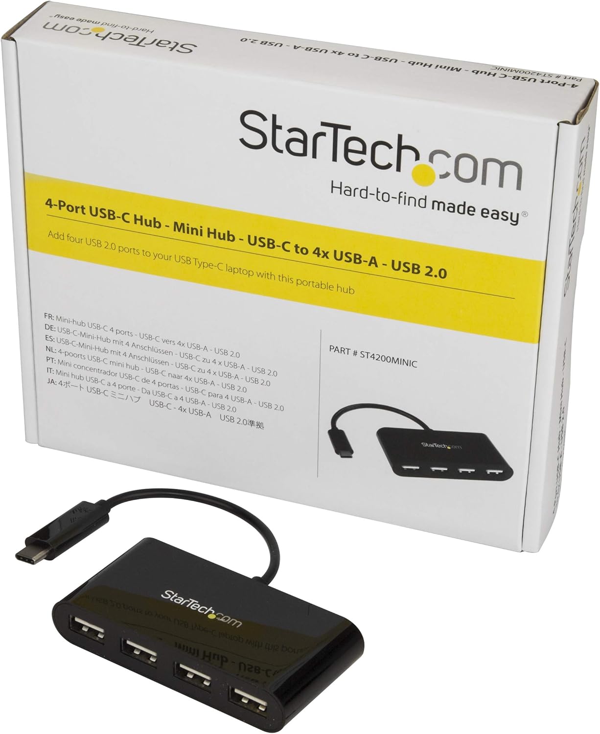 StarTech.com 4-Port USB-C Hub - USB-C to 4x USB-A Hub Adapter - Mini USB 2.0 Hub